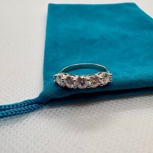 1.5 CT Moissanite Half-Eternity Ring | 14K Gold Plated | Size 6 | Certified